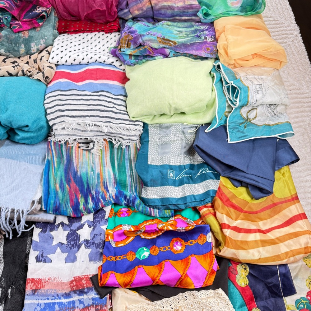 Vintage Modern Scarf Lot Women 44pc Multicolor Wholesale Accessories Mixed Boho - Picture 9 of 11